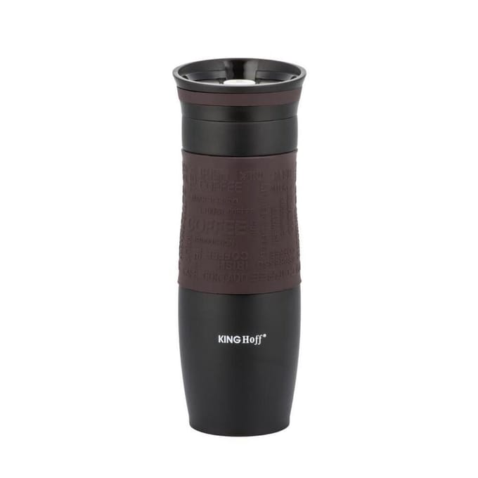 Thermosfles met dubbele RVS wand - Bruin - 500ml - Shockproof - Rubberen Greep