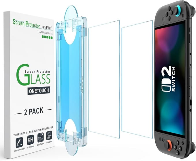 Geschikt voor Nintendo Switch 2 - Auto Alignment Kit - 2 Stuks Screenprotector - Bubble Free