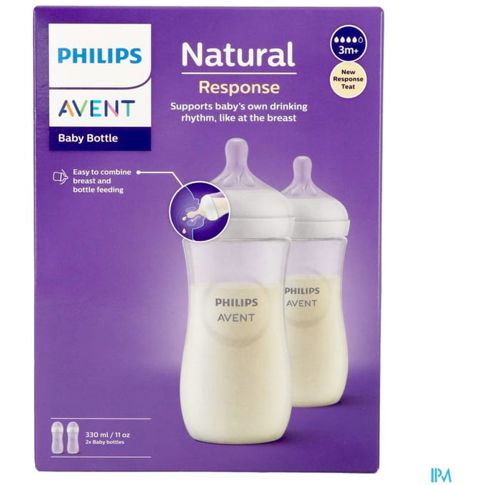 Philips Avent Natural Response Babyflessen 330ml – Flow 4- 2 flessen - SCY906/02