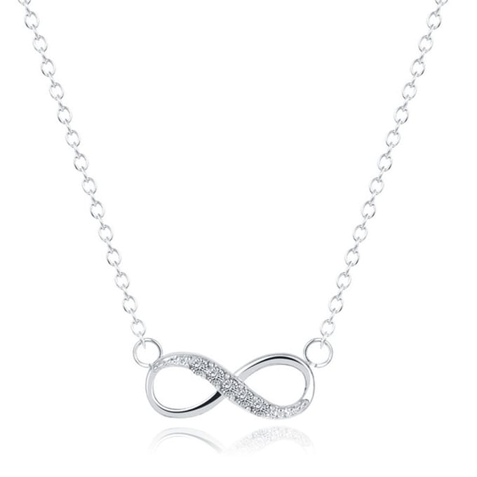 Hippe dames ketting Infinity Zircon Zilverkleurig