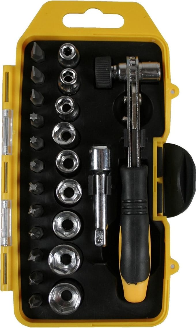 Benson Compacte doppenset met ratel - 23-delig - Inclusief opbergbox