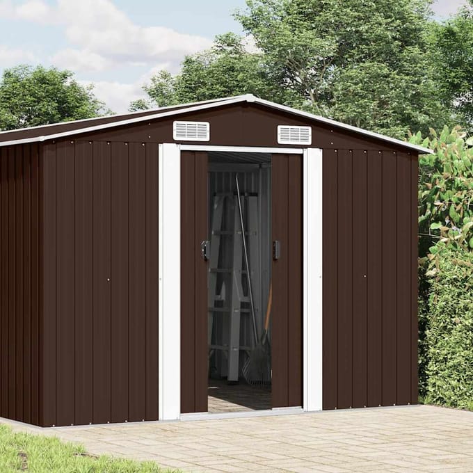 vidaXL - Tuinschuur - 257x392x181 - cm - metaal - bruin