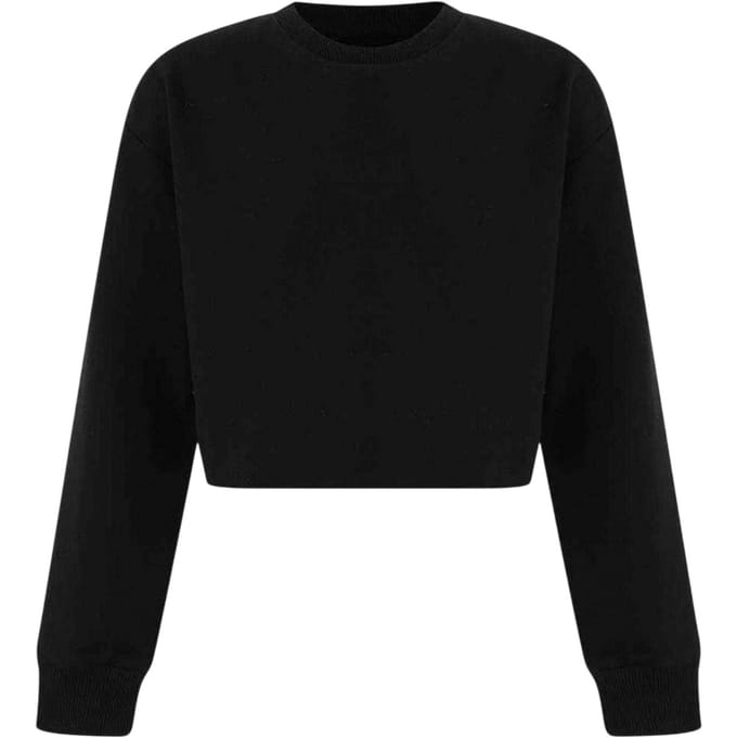 Miso Dames-sweatshirt met ruime pasvorm en korte mouwen (Zwart)