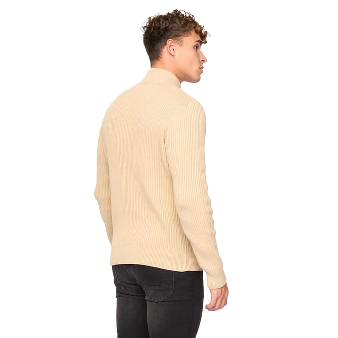 Crosshatch Heren Havaline gebreide Quarter Zip Pullover (Zwart)