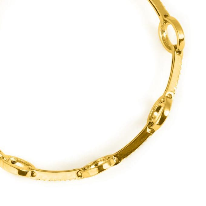 Bracelet - LUXENTER - Dimaran - finition or jaune 18 carats - zircone brillante - 18 cm beige