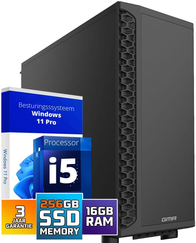 GMR Office Desktop-PC | Intel Core i5 | 16 GB | 512 GB SSD | USB3 | WiFi en Bluetooth | Windows 11 Prof. 64-bit | Multimediacomputer met 2 jaar garantie!
