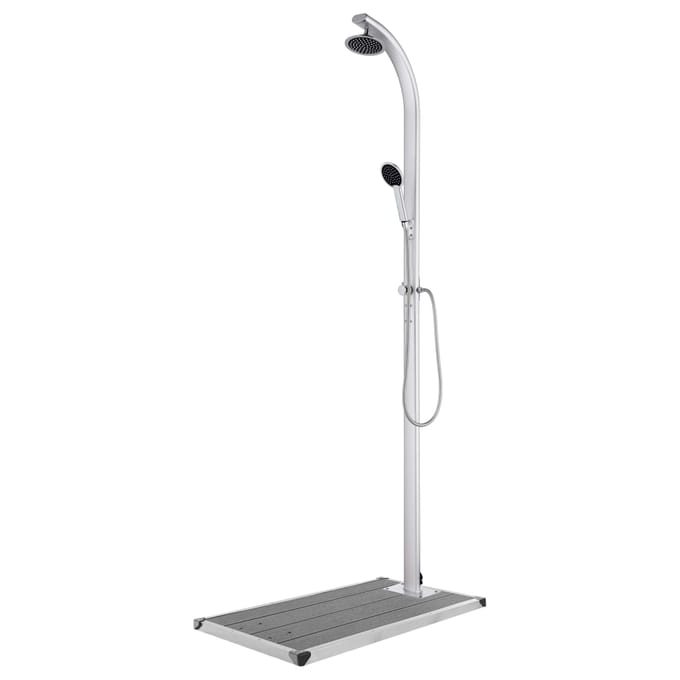 vidaXL - Buitendouche - met - grijze - basis - 220 - cm - aluminium