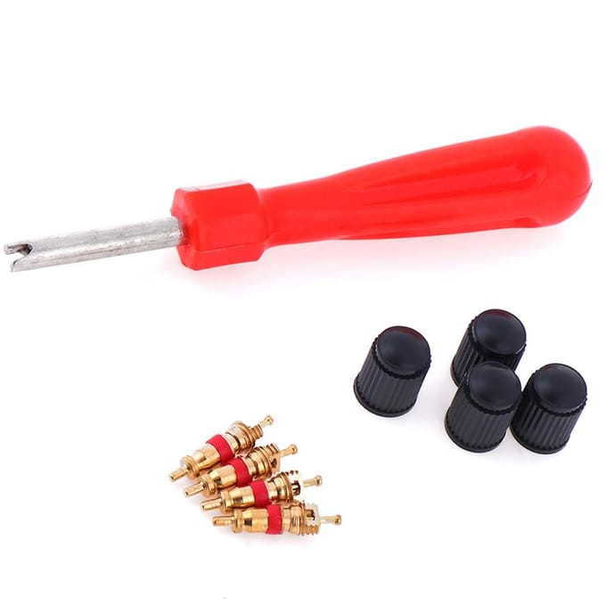 1Set Bandventiel Service Kit Ventielkernen Schroevendraaier Bandreparatie Auto Motor red