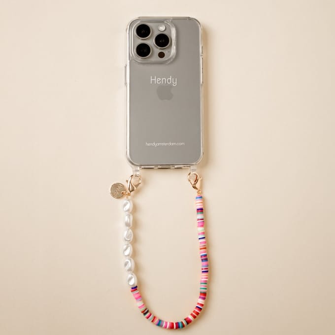 Hendy telefoonhoesje met koord - Pearl Rainbow Telefoonketting - iPhone 7 Plus / 8 Plus