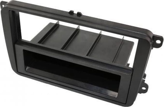 2-DIN inbouwframe met bakje VW/Skoda Zwart Rubber Touch
