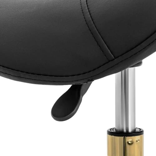 Cosmetic saddle stool on wheels up to 150 kg york - black and gold
