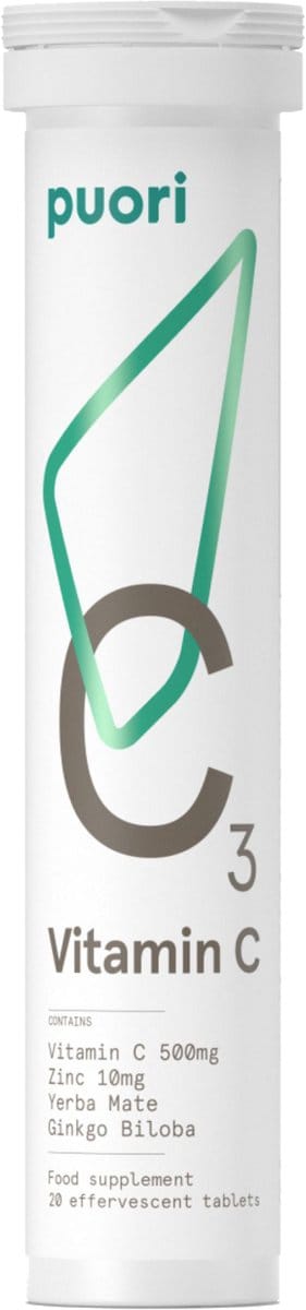 Puori - C3 - Vitamin C - met Zinc Yerba Mate en Ginseng - Zuivere formule - 20 tabletten