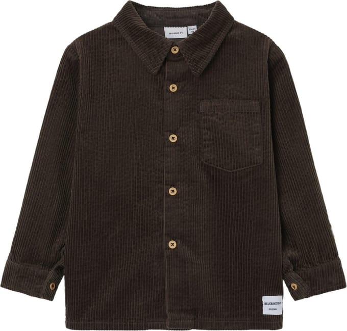 Name it Jongens Hemd velours bruin - NMMNUSONNI - Maat 98