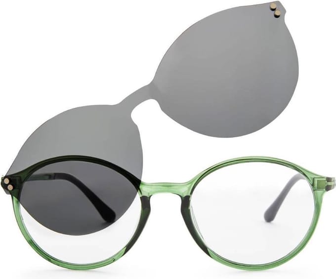 Nordic Vision easy duo, leesbril en zonneleesbril in 1 groen +1.00