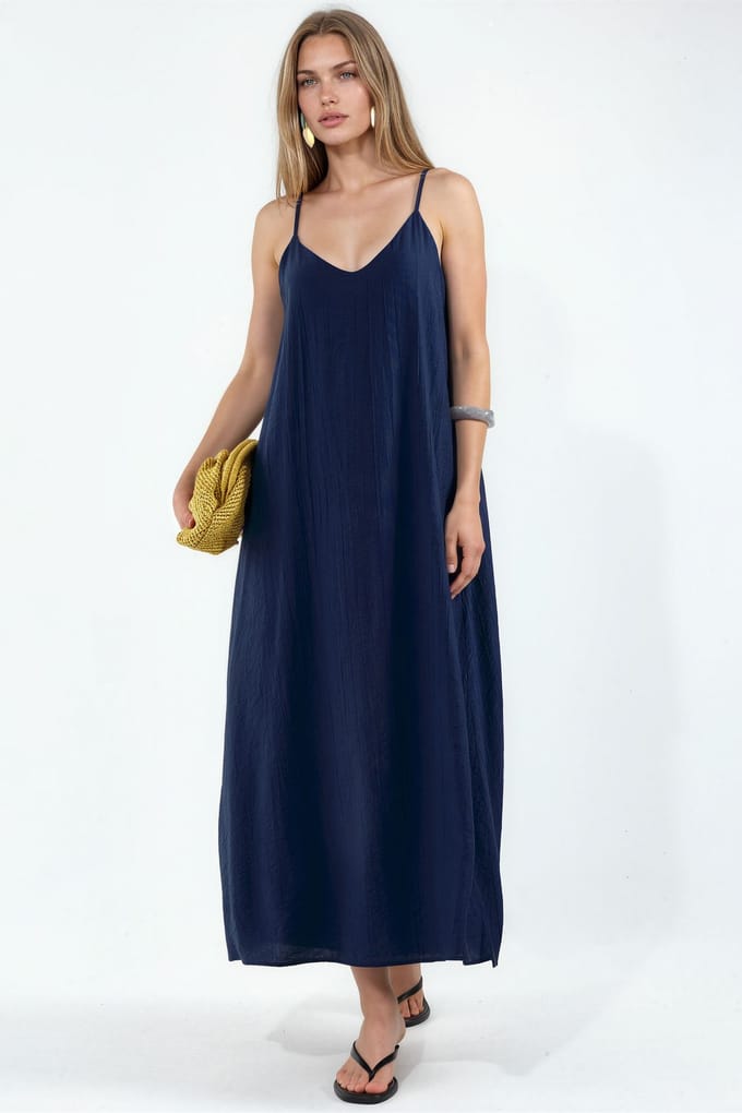 Dames Effen Maxi Slip Jurk
