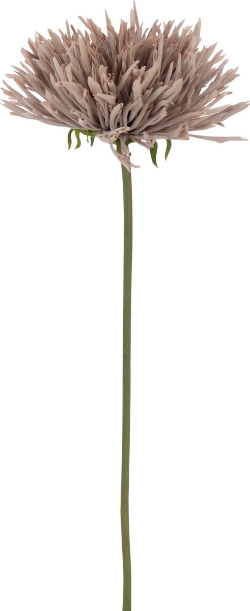 J-Line kunstbloem Chrysant - kunststof - grijs/roze - 12 stuks