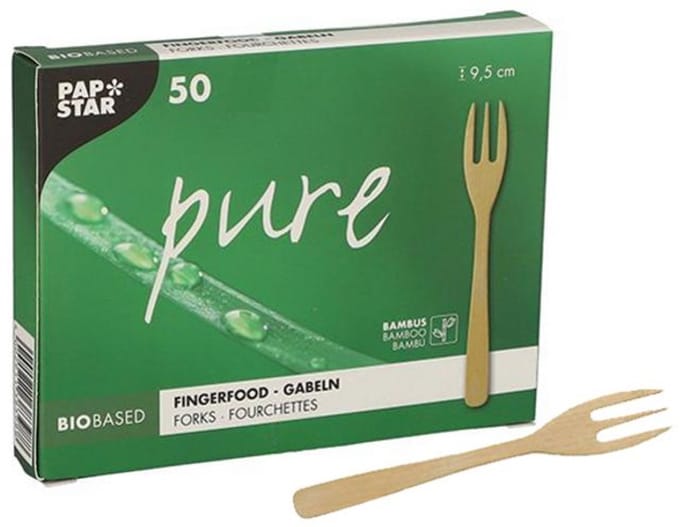 50 Fingerfood - Gabeln, Bamboe pure 9,5 cm