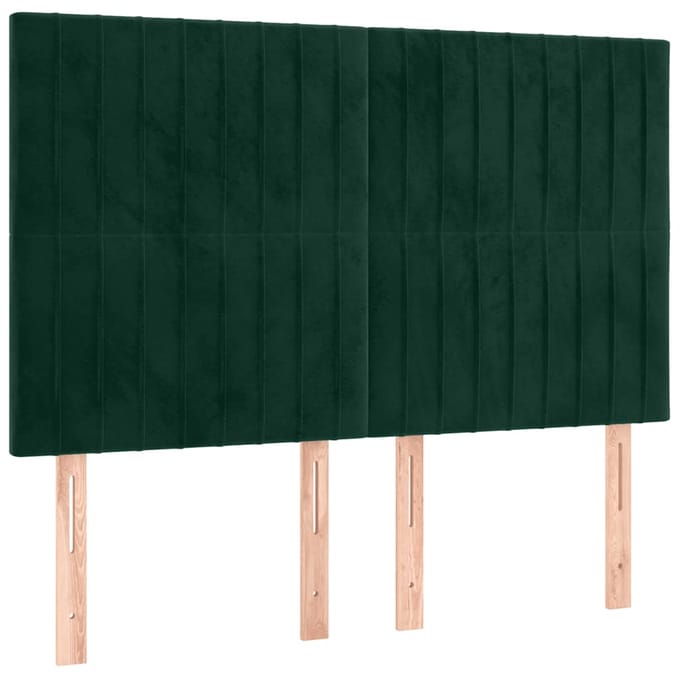 vidaXL - Hoofdbord - LED - 144x5x118/128 - cm - fluweel - donkergroen