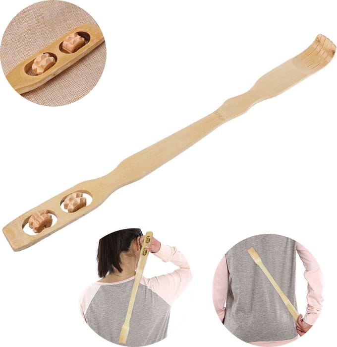 Rugkrabber - Massage Roller Hout - Rugkrabber Bamboe - Rugmassage - LOUZIR