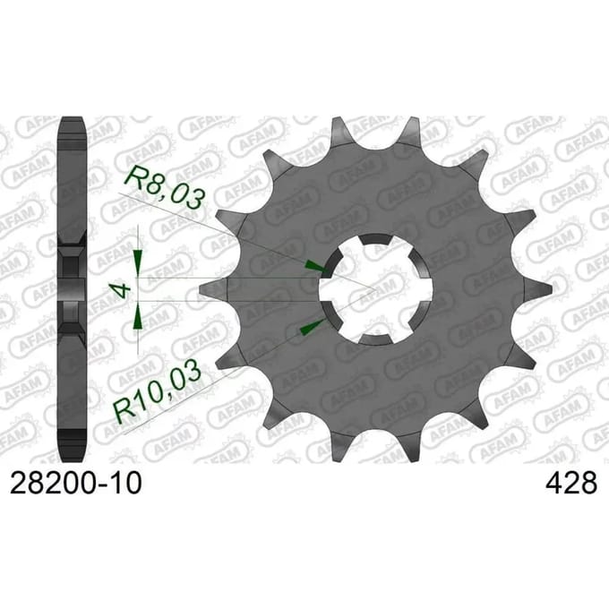 Tandwiel voor motorfiets Afam 428