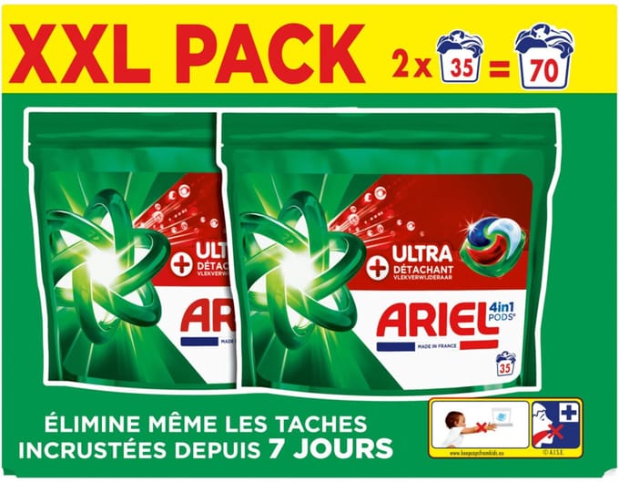 Ariel 4in1 Wasmiddel Pods Ultra Vlekverwijderaar 70 stuks