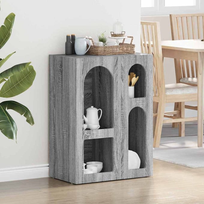 vidaXL - Dressoir - ELST - Grijs - Sonoma - 59 - x - 35 - x - 80.5 - cm - Bewerkt - hout