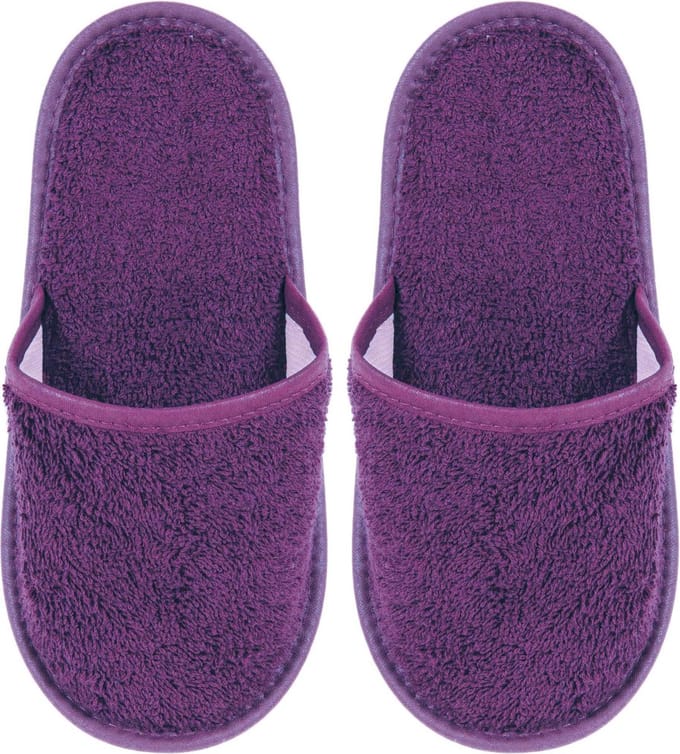 Badslippers Badstof Uni Pure met Zool Paars Maat 43 - 1 Paar
