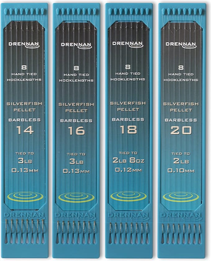 Drennan Onderlijnen Silverfish Pellet Barbless (15cm) - Maat : haak 20 - 0.10mm