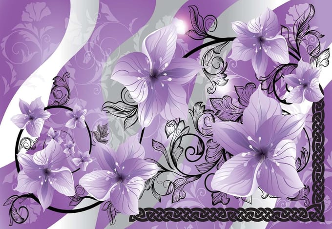 Fotobehang Flowers Floral Pattern | XL - 208cm x 146cm | 130g/m2 Vlies