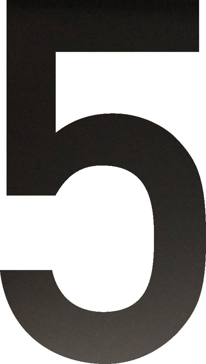 Huisnummer 20 cm - Nummer 5 - Mat Zwart RVS