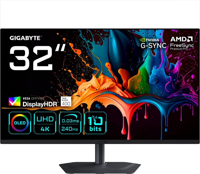 32" GIGABYTE MO32U2 - 3840x2160 (UHD) - 240Hz - QD-OLED