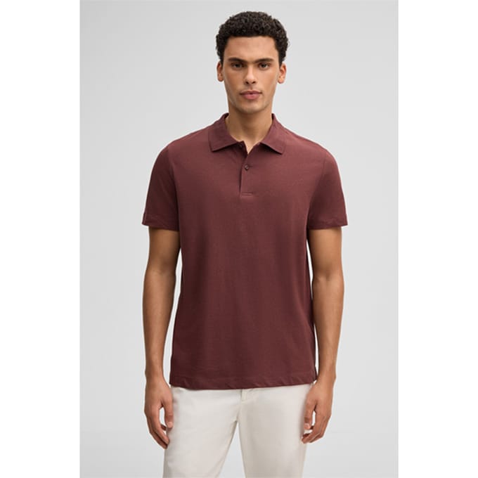 Poloshirt Lino met linnenaandeel, bordeauxrood