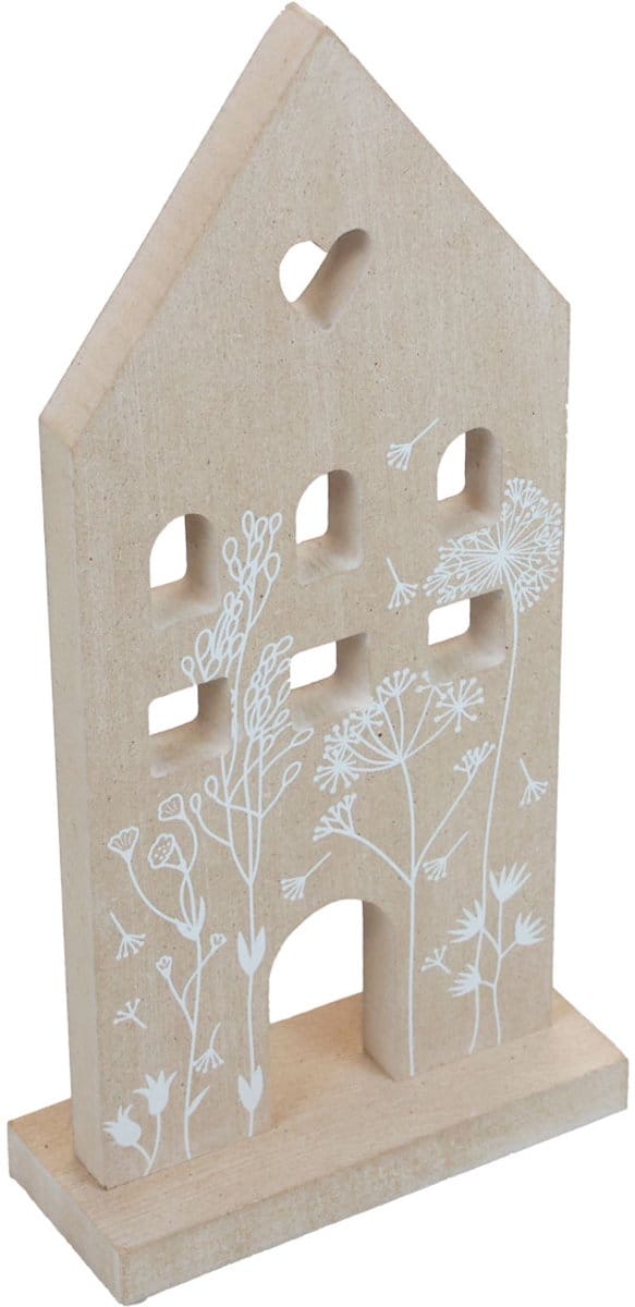 Houten huis decoratieve huistafelstandaard hout 28,5cm