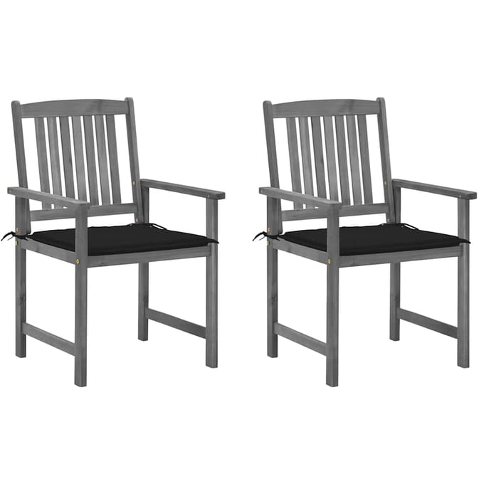 vidaXL - Tuinstoelen - 2 - st - met - kussens - massief - acaciahout - grijs