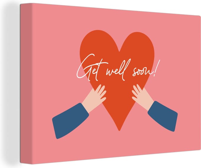 Canvas Schilderij Sterkte - Quotes - Roze - Hand - 120x80 cm - Wanddecoratie