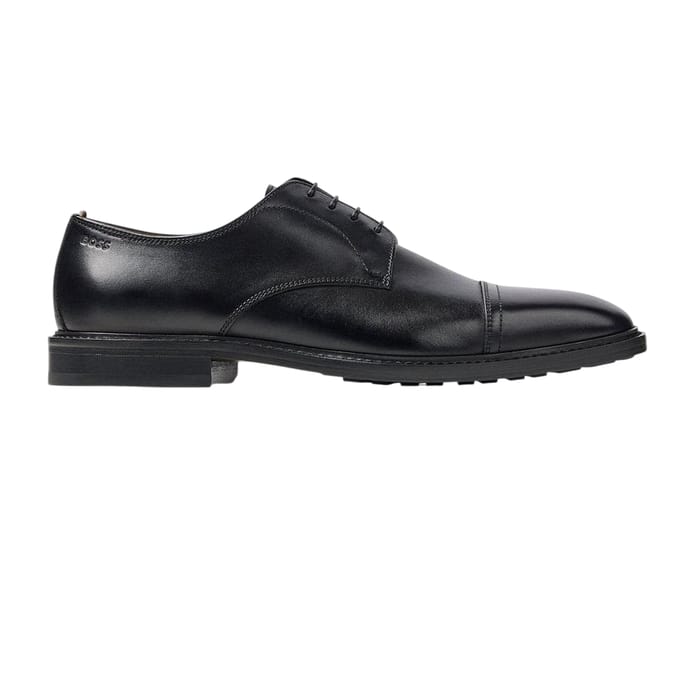 Boss Heren Leren Derby Schoenen (Zwart)