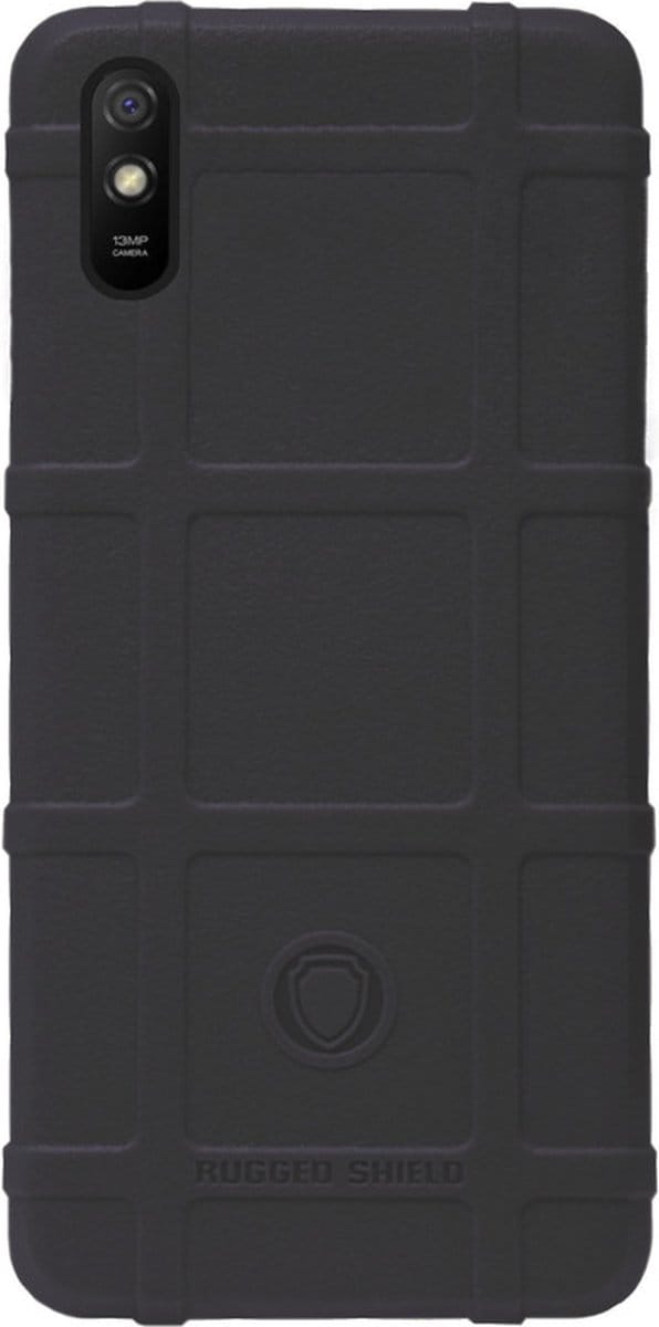 RUGGED SHIELD Rubber Bumper Case Hoesje voor Xiaomi Redmi 9 - Zwart