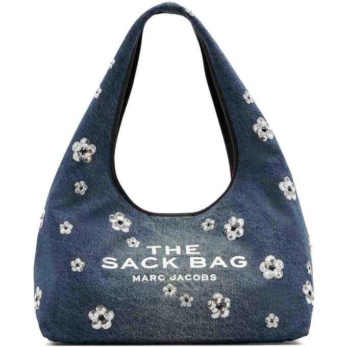 De Sequin Daisy Denim Sack Bag