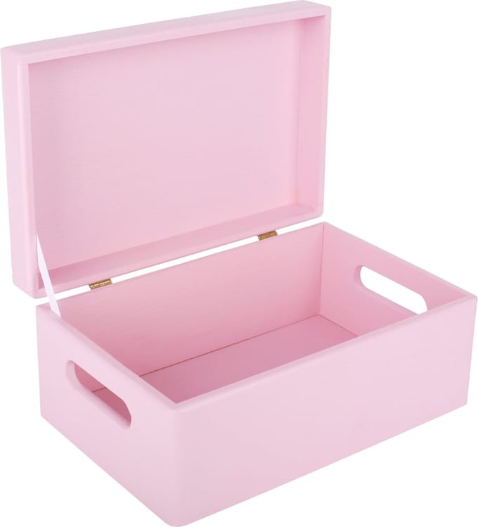 Creative Deco Grote Houten Opbergkist Roze – 30x20x14cm – Met Deksel, Handvat