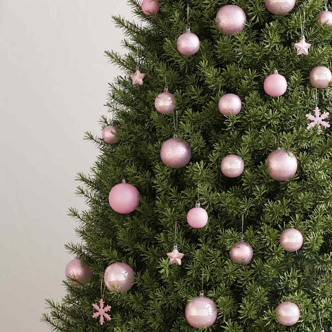 vidaXL - 111-delige - Kerstballenset - polystyreen - roze