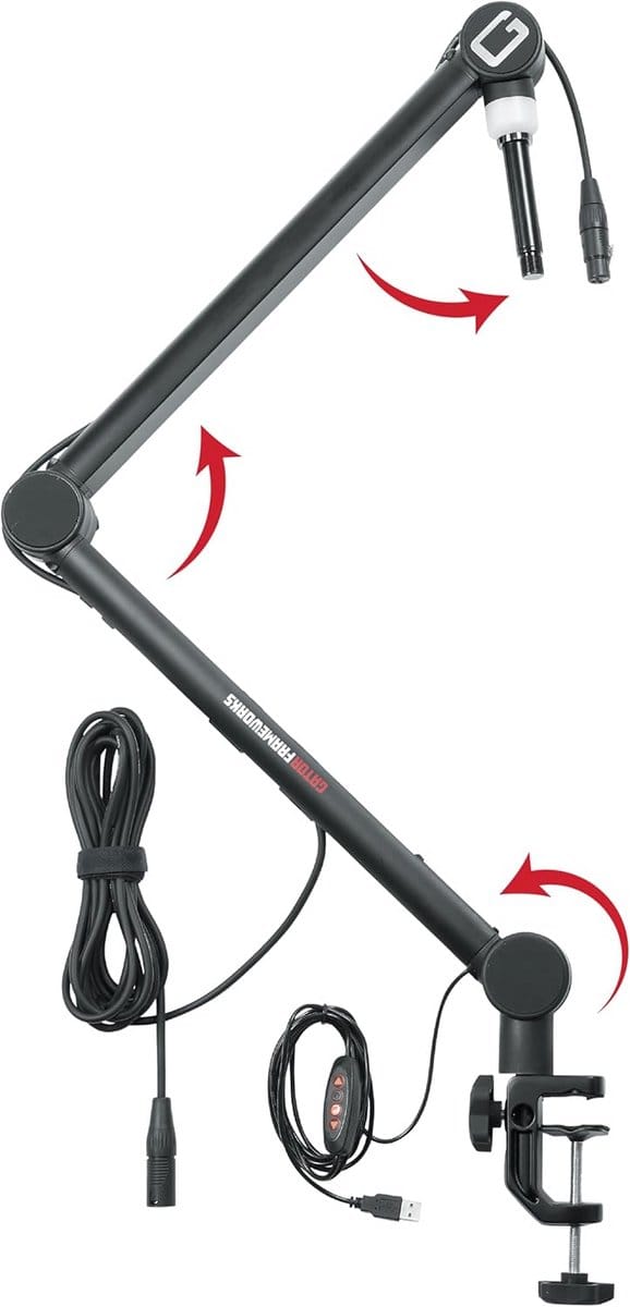 Desktop Microfoon Boom Stand met LED Indicatielamp en Geïntegreerde XLR-Kabel voor Podcast en Opname