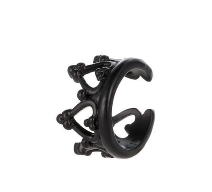 Kroon ear cuff | zwart gekleurd