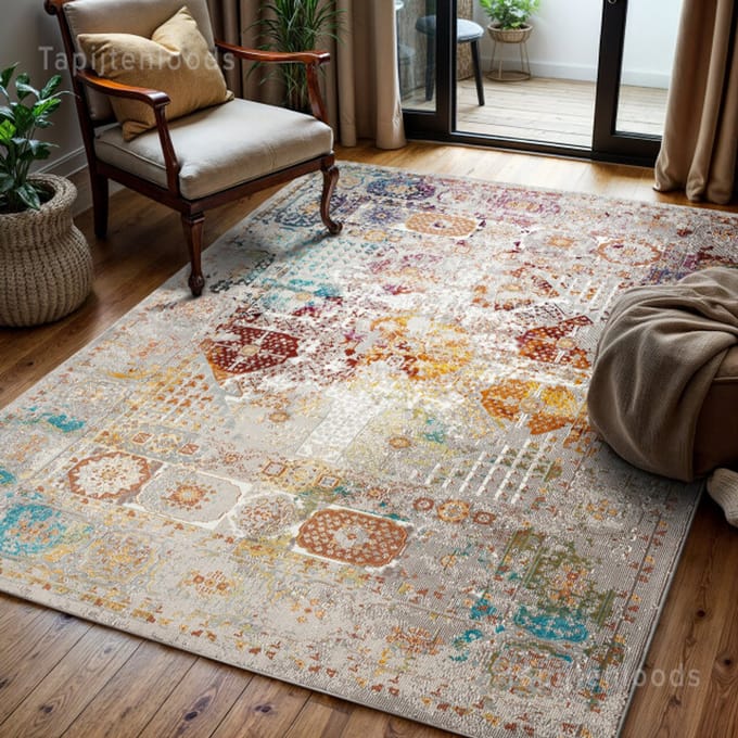 Picasso Feraghan Vierkant Vintage Vloerkleed Multi / Beige- 200x200 CM Vierkant