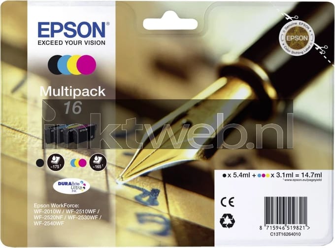 Epson Inktcartridge 16 (C13T16264012) 4-kleuren Multipack