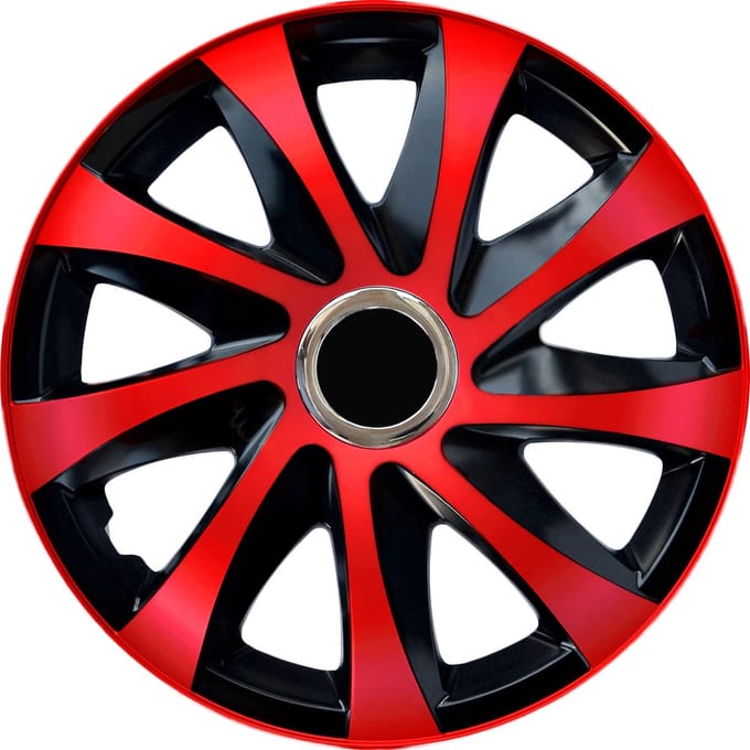 NRM DRIFT Extra - wieldoppen 16" - Set van 4 stuks - Rood / Zwart