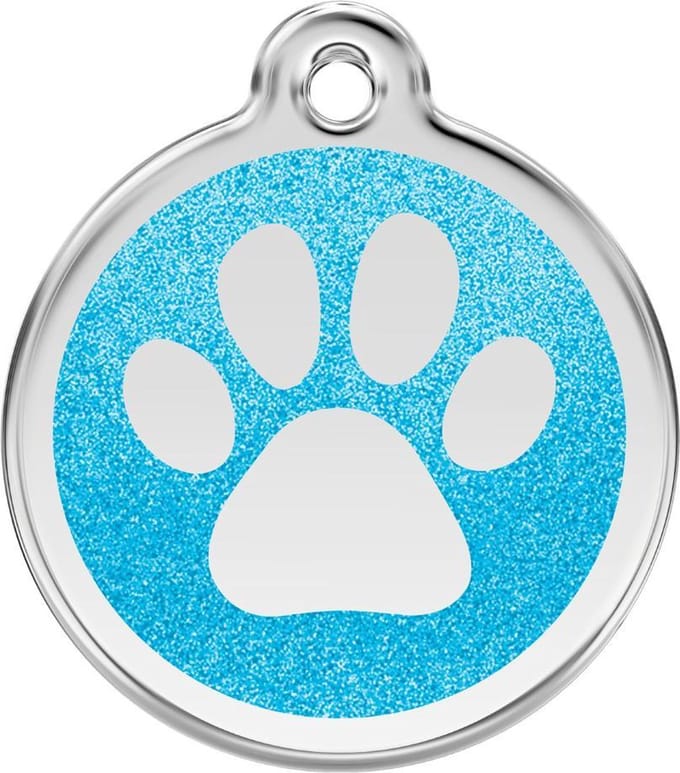 Red Dingo Hondenpenning 38 mm pootje glitter aqua