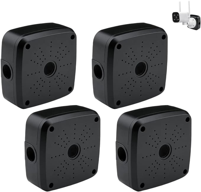 Camera Aansluitdozen - Bewakingscamera Boxen - Kabelbeheer - Flip-cover Design - 4 stuks - Zwart