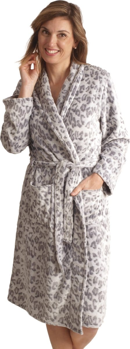 Cocodream dames badjas fleece - Panter - maat XL