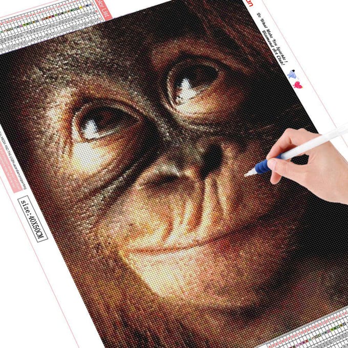 Diamantborduur Schilderij Aap 5d Diamant Mozaïek Dier DIY Diamant Schilderen 20X30 brown