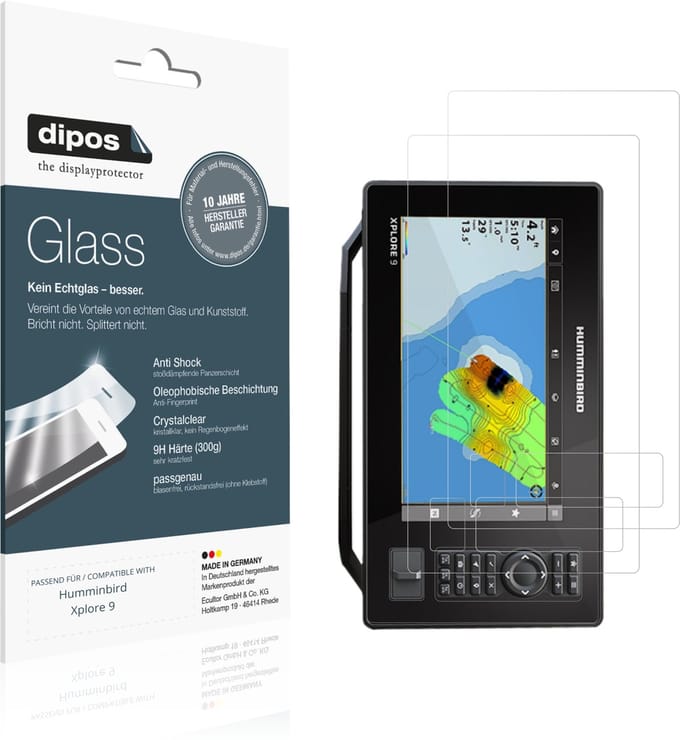 dipos – 2x Pantserfolie geschikt voor Humminbird Xplore 9 | 9H Screenprotector